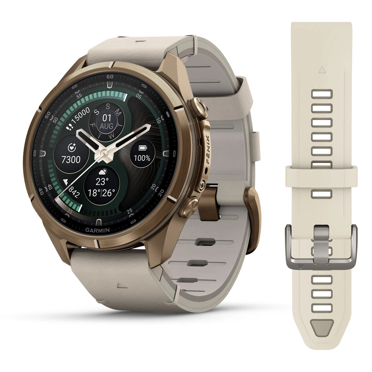 Fenix 9 Pro LTE 43mm gyllt með leðuról