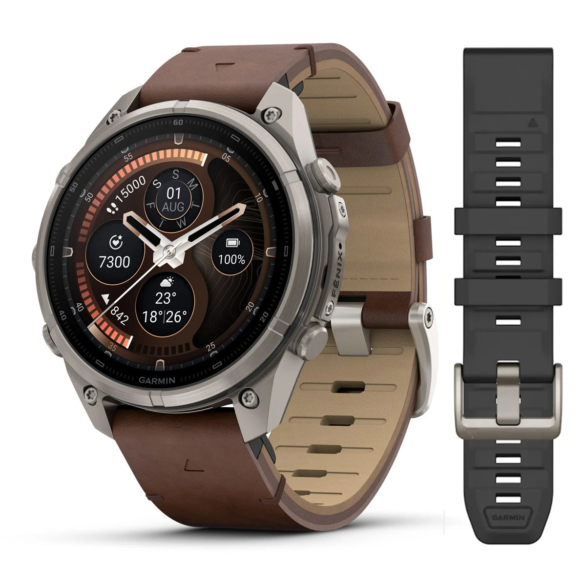 Fenix 9 Pro LTE 47mm títaníum með leðuról