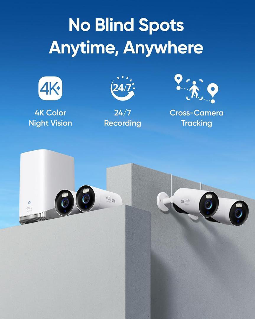 Eufy E330 4 myndavélar og HomeBase 3 í pakka